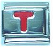 Red letter - T - 9mm Italian charm - Click Image to Close